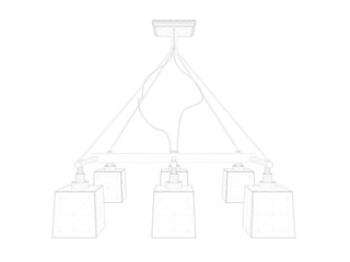 Fototapeta na wymiar 3d rendering of a blueprint lamp light holder isolate on a white background