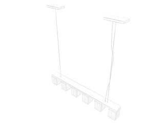 3d rendering of a blueprint lamp light holder isolate on a white background