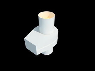 3d rendering of a white lamp pendant isolated on a black background