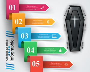 Coffin logo. Business Infographics origami style Vector illustration.