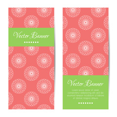 Vector vertical summer banners. Round ornament