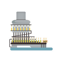 Bottling of olive oil equipment, oil production process vector Illustration on a white background