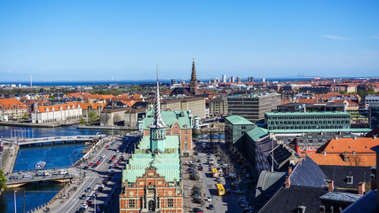 Fototapeta premium View over Copenhagen, Denmark from Christiansborg Palace