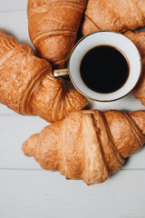 Delicious sweet croissants with jam, delicious homemade dessert