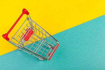 shopping basket on a colored background