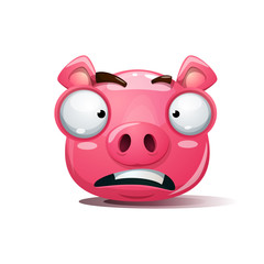 Funny, cute, crazy pig smiley. Symbol of 2019 Vector eps 10