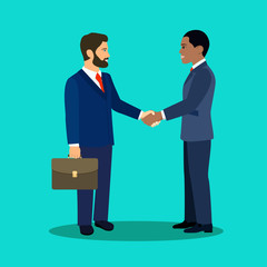 Businessmans  shaking hands. Handshake of business partners.Vector flat style illustration