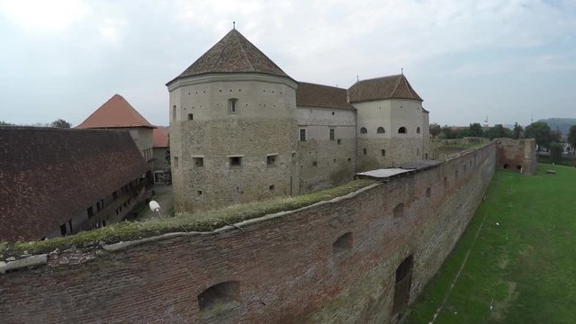 Aerial view of fortified walls