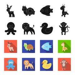An unrealistic black,flet animal icons in set collection for design. Toy animals vector symbol stock web illustration. © pandavector