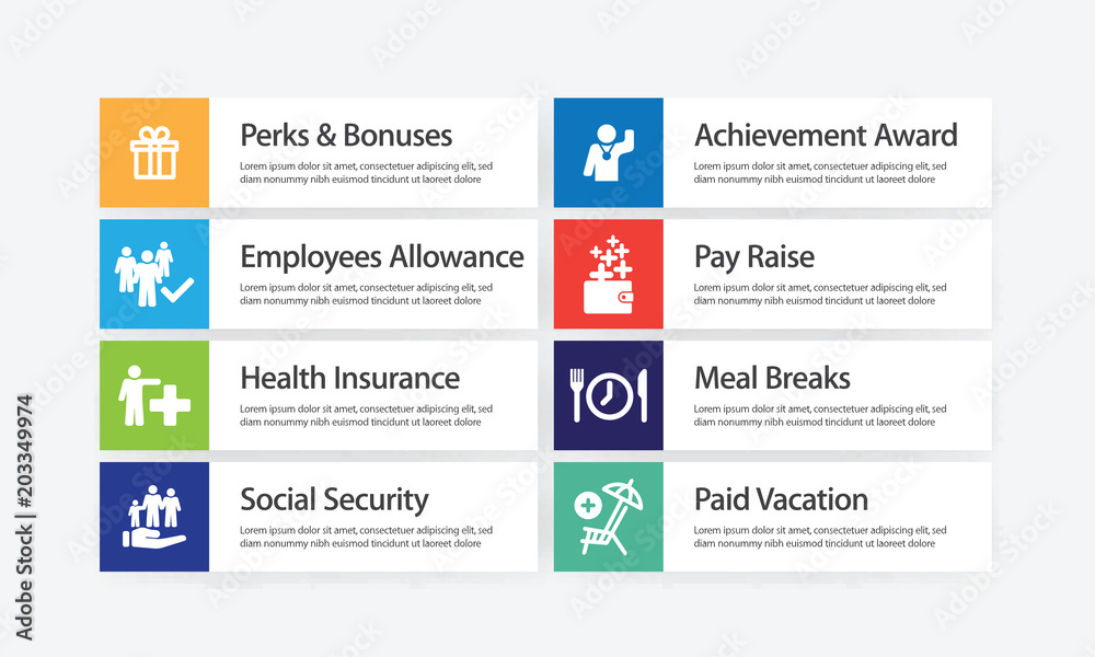 Wall mural Employee Benefits Infographic Icon Set