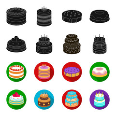 Sweetness, dessert, cream, treacle .Cakes country set collection icons in black,flet style vector symbol stock illustration web. © pandavector
