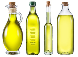 Bottles of olive oil. Clipping path.