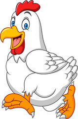 Cartoon happy hen walking
