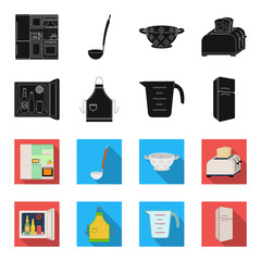 Kitchen equipment black,flet icons in set collection for design. Kitchen and accessories vector symbol stock web illustration. © pandavector