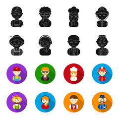 Farmer, operator, waiter, prisoner.Profession set collection icons in black,flet style vector symbol stock illustration web. © pandavector