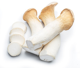 King oyster mushrooms on the white background.