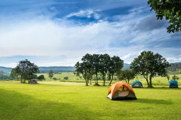 Foto auf Acrylglas Camping Campingplatz im Wald, Campingplatz im Tung Saleang Luang Nationalpark, Thailand