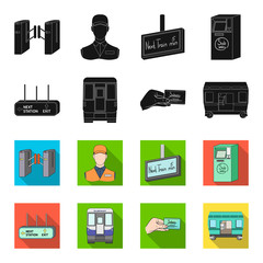 Transport, public, train and other web icon in black,flet style.Equipment, attributes, mechanism icons in set collection. © pandavector