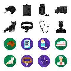 Collar, bone, cat, haircut .Vet Clinic set collection icons in black,flet style vector symbol stock illustration web. © pandavector