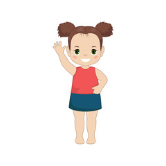 Girl waving her hand.
