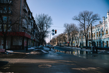 City March landscape. Cherkassy, Ukraine, March 24, 2018