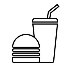 Burger with drink. Vector icon