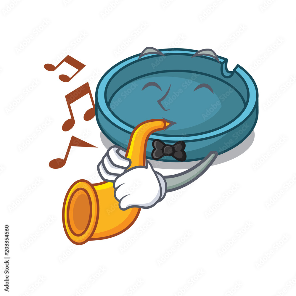 Poster With trumpet ashtray mascot cartoon style