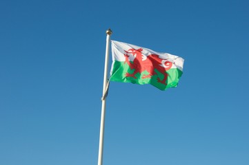 flaga Walii łopocząca na wietrze - obrazy, fototapety, plakaty