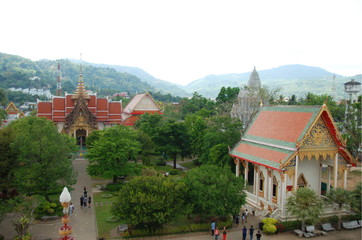 View of the Wat Chalong temple from the top, Phuket, Thailand