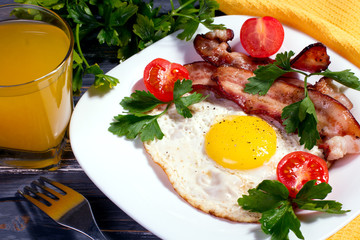 Breakfast with fried eggs