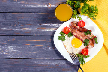 Breakfast with fried eggs