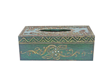 Ancient tissue box isolated on white background