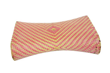 Ancient pink pillow,made from bamboo,asia isolated on white background