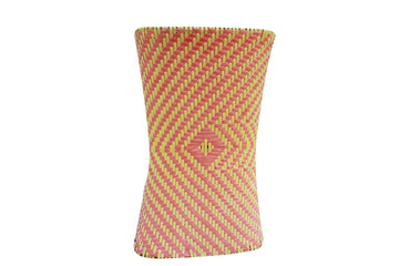 Ancient pink pillow,made from bamboo,asia isolated on white background