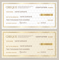 Check (cheque), Chequebook template. Abstract pattern with watermark. White background for banknote, money design, currency, bank note, Voucher, Gift certificate, Coupon, ticket