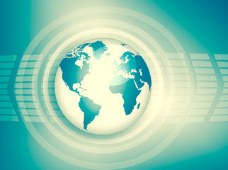 Best Internet Concept of global business. Globe, glowing lines on technological background. Wi-Fi, rays, symbols Internet, 3D illustration