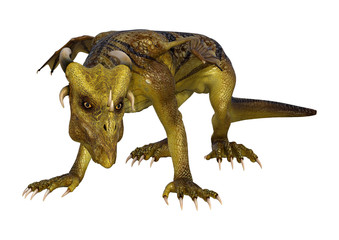 3D Rendering Fantasy Dragon on White