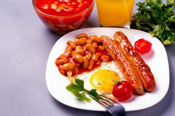 Breakfast with fried eggs