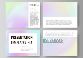 Business templates for presentation slides. Abstract vector layouts in flat design. Hologram, background in pastel colors with holographic effect. Blurred colorful pattern, futuristic surreal texture.