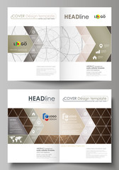 Business templates for bi fold brochure, magazine, flyer, booklet or annual report. Cover design template, abstract vector layout in A4 size. Alchemical theme. Fractal art background. Sacred geometry.