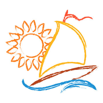Sailboat and sun symbol