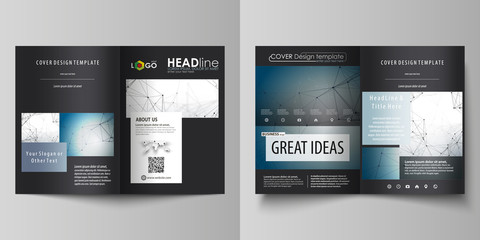 Business templates for bi fold brochure, magazine, flyer, booklet. Cover design template, vector layout in A4 size. DNA and neurons molecule structure. Medicine, science concept. Scalable graphic.