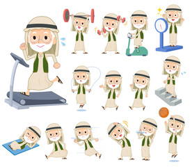 Arab Kandura wearing old men_exercise