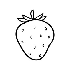 Cartoon Strawberry Black Line White Background