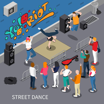 Street Dance Isometric Composition