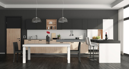 Black and white modern kitchen