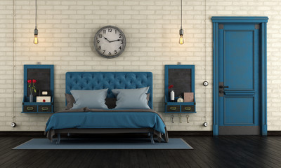 Blue retro master bedroom