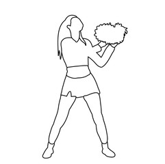 sketch girl cheerleader, sport, icon, isolated
