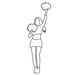 sketch girl cheerleader, sport, icon, isolated, vector