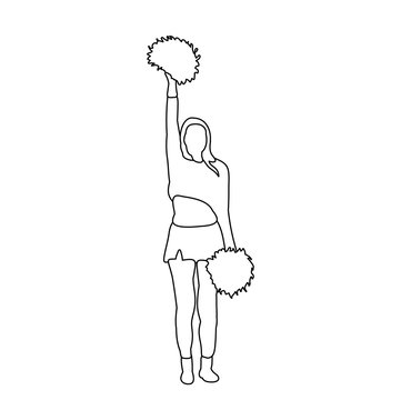 sketch girl cheerleader jumping, icon